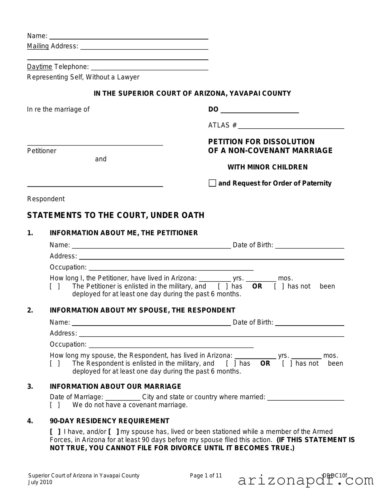 Fill in a Valid Arizona Drdc10F Template