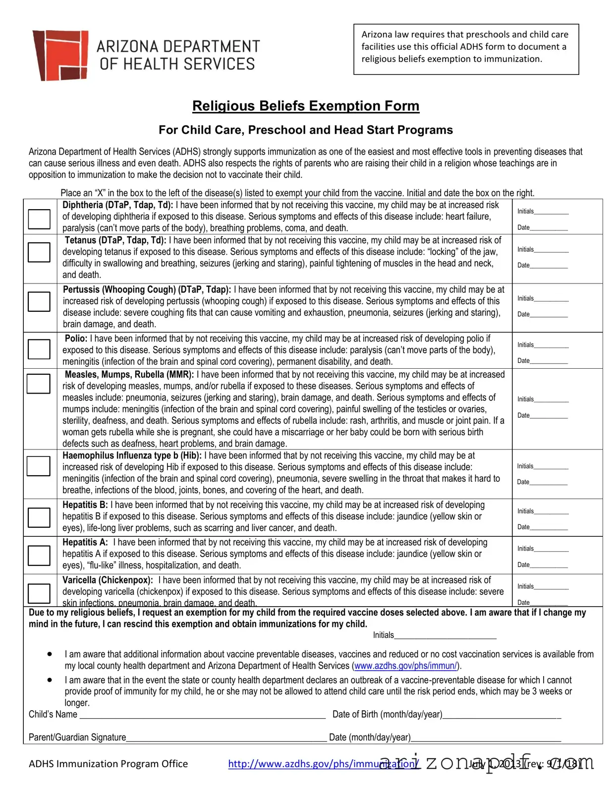 Fill in a Valid Arizona Religious Beliefs Template