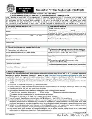 Fill in a Valid Arizona 5000 Template