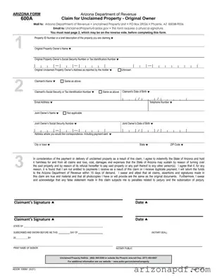 Fill in a Valid Arizona 600A Template