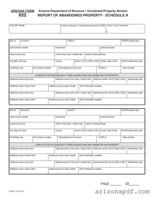 Fill in a Valid Arizona 652 Template