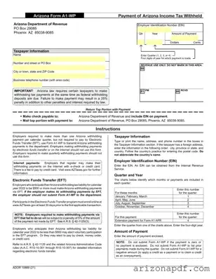 Fill in a Valid Arizona A1 Wp Template