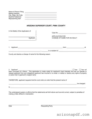 Fill in a Valid Arizona Court Change Name Template