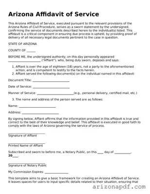 Legal Arizona Affidavit of Service Document
