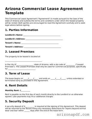 Legal Arizona Commercial Lease Agreement Document