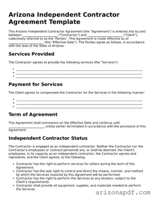 Legal Arizona Independent Contractor Agreement Document