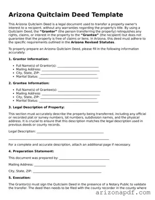 Legal Arizona Quitclaim Deed Document