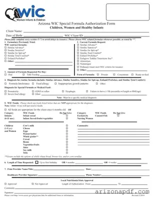 Fill in a Valid Wic Arizona Template